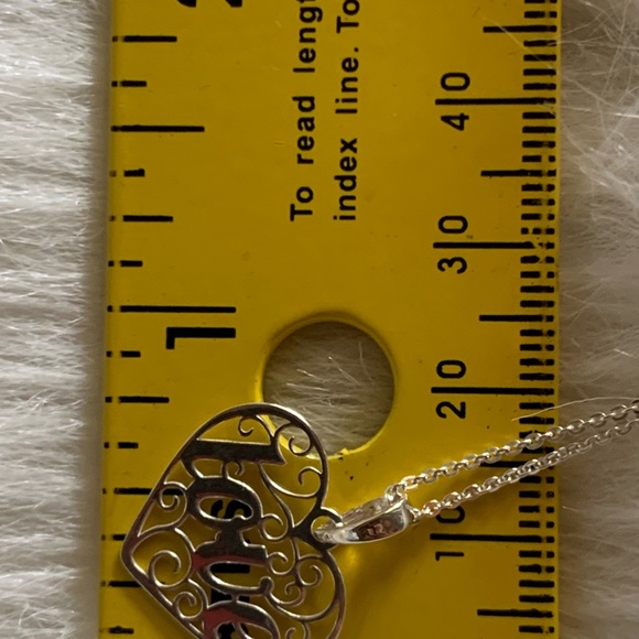 .925 Solid Sterling Silver LOVE Heart Necklace Heart Chain Italian Chain .925 - Picture 9 of 10